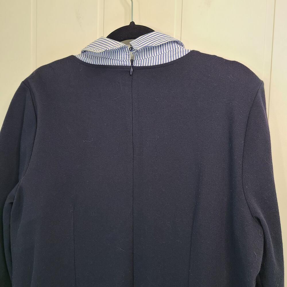 Talbots Sheath Dress Navy Blue Faux Cuff and Collar Spring Cotton Blend Size XL - Picture 10 of 10